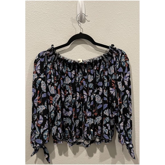 WE THE FREE Off The Shoulder Boho Black Multicolor Blouse - Picture 5 of 5